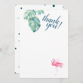 ピンクのフラミンゴ　トロピカル　サンキュー ノートカード (正面/裏面)