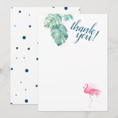 ピンクのフラミンゴ　トロピカル　サンキュ― ノートカード (正面/裏面)
