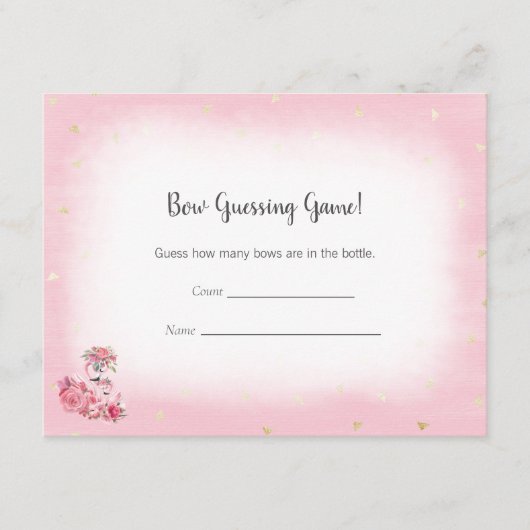 ピンクのフラミンゴ バレリーナ 推測数 シャワー ゲーム エンクロージャーカード (正面)