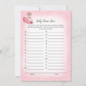ピンクのフラミンゴ バレリーナ 赤ちゃん名前 レース シャワー ゲーム 招待状 (正面)