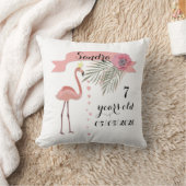 ピンクのフラミンゴ、パーム葉の、女の子のために クッション (ブランケット)