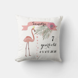 ピンクのフラミンゴ、パーム葉の、女の子のために クッション