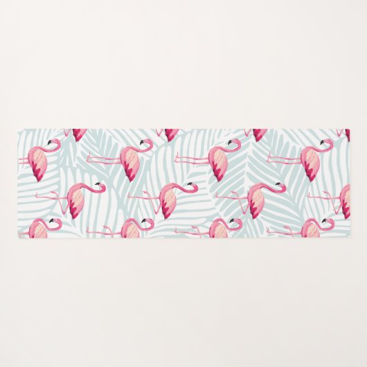 ピンクのフラミンゴ&パーム離れの – かわいい ヨガマット (裏面(横))