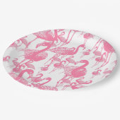 ピンクのフラミンゴ ビンテージ 1950年代 レトロ ピクニック パーティー ペーパープレート (アングル)