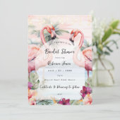 ピンクのフラミンゴ ビーチ ブライダルシャワーの招待状 招待状 (スタンド正面)