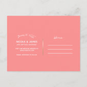 ピンクのフラミンゴ フラミンゴ マーブル Save the Date 案内ポストカード (裏面)