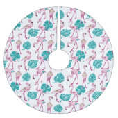 ピンクのフラミンゴ ブラッシュドポリエステルツリースカート (正面)