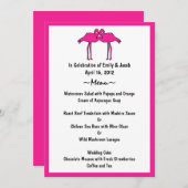 ピンクのフラミンゴ メニューカード 招待状 (正面/裏面)