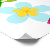 ピンクのフラミンゴ、ヤシとシームレスな熱帯パターン ポスター (角)