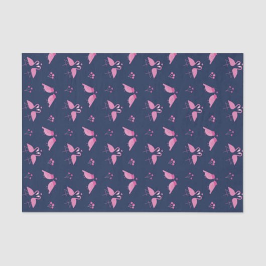 ピンクのフラミンゴ ラブバード パターン バレンタインデー 薄葉紙 (正面)