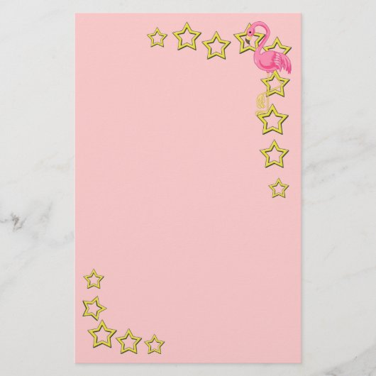 ピンクのフラミンゴ 便箋 (正面)
