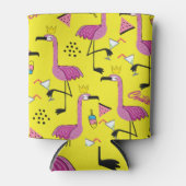 ピンクのフラミンゴ:夏のファッションパターン 缶クーラー (正面)