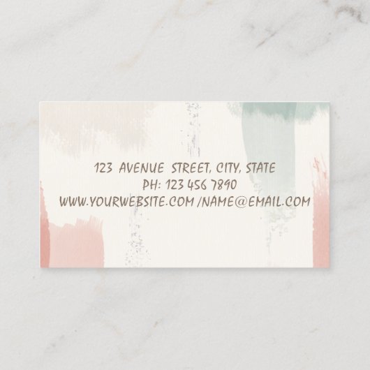 ピンクのフラミンゴ、水彩ブラシストローク 名刺 (裏面)