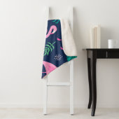 ピンクのフラミンゴ、熱帯のヤシ、手描きの船員 シェルパブランケット (インサイチュ)