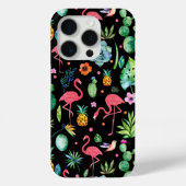 ピンクのフラミンゴ、熱帯の花、多肉植物 Case-Mate iPhoneケース (裏面)