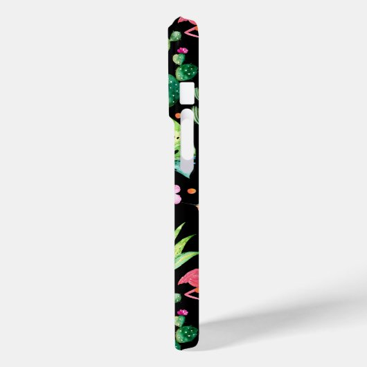ピンクのフラミンゴ、熱帯の花、多肉植物 Case-Mate iPhoneケース (裏面 / 左)