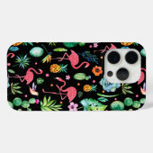ピンクのフラミンゴ、熱帯の花、多肉植物 Case-Mate iPhoneケース (裏面 (横))