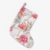 ピンクのフラミンゴ、牡丹の水の色のパターン。 スモールクリスマスストッキング (正面 (吊り時))