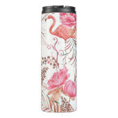 ピンクのフラミンゴ、牡丹の水の色のパターン。 タンブラー (裏面)
