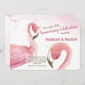 ピンクのフラミンゴ 結婚記念日 招待状 (正面/裏面)