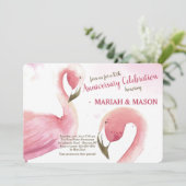 ピンクのフラミンゴ 結婚記念日 招待状 (スタンド正面)