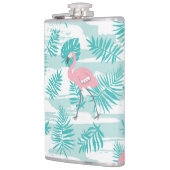 ピンクのフラミンゴ、緑のパーム葉の、トロピカル。 フラスク (左)