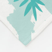 ピンクのフラミンゴ、緑のパーム葉の、トロピカル。 フリースブランケット (角)