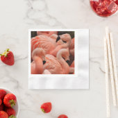 ピンクのフラミンゴ 縁ありカクテルナプキン (インサイチュ)