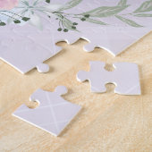 ピンクのフラミンゴ、鳥、水色 ジグソーパズル (側面)