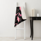 ピンクのフラミンゴ：黒い背景ヴィンテージ シェルパブランケット (インサイチュ)