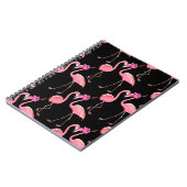 ピンクのフラミンゴ:黒い背景ヴィンテージ ノートブック (左側)