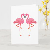 ピンクのフラミンゴ FLAMINGO HEART 結婚記念日おめでとう カード (黄色い花)