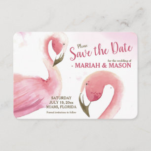 ピンクのフラミンゴ Save the Date 発表 招待状