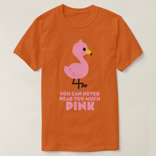 ピンクのフラミンゴ Tシャツ (デザイン正面)