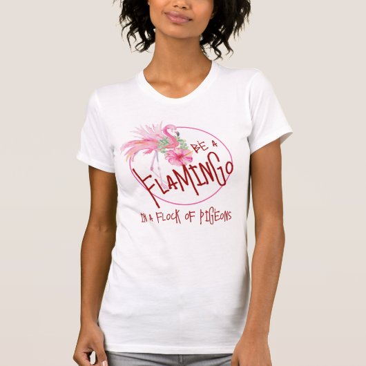 ピンクのフラミンゴTシャツ やる気が出る Tシャツ (正面)