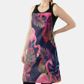 ピンクのフラムが付いた、縫い目のない美しい熱帯パターン エプロン (インサイチュ)