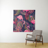 ピンクのフラムが付いた、縫い目のない美しい熱帯パターン タペストリー (インサイチュ)