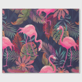 ピンクのフラムが付いた、縫い目のない美しい熱帯パターン ラッピングペーパー (フラット)
