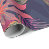 ピンクのフラムが付いた、縫い目のない美しい熱帯パターン ラッピングペーパー (ロールコーナー)