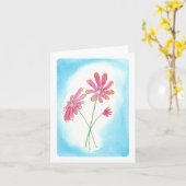 ピンクのフラワーカード カード (黄色い花)