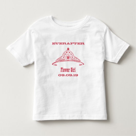 ピンクのフラワーガールティアラ エバーフォーウェディング トドラーTシャツ (正面)