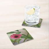 ピンクのフラワーコースター スクエアペーパーコースター (インサイチュ)