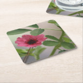 ピンクのフラワーコースター スクエアペーパーコースター (アングル)