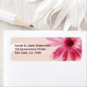 ピンクのフラワーフォト差出人住所ラベル ラベル (インサイチュ)