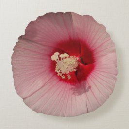 ピンクのフラワーブラシ仕上げポリエステルラウンドスロークッション ラウンドクッション