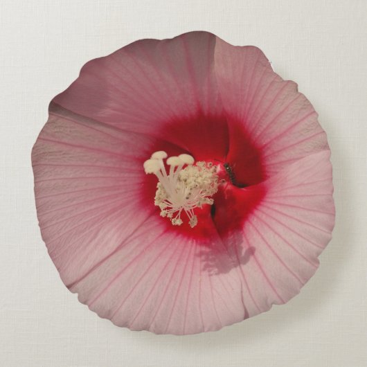 ピンクのフラワーブラシ仕上げポリエステルラウンドスロークッション ラウンドクッション (裏面)