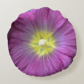 ピンクのフラワーブラシ仕上げポリエステルラウンドスロークッション ラウンドクッション (裏面)