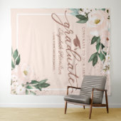 ピンクのフラワーブラッシュ 卒業パーティー フォトブース背景 タペストリー (インサイチュ(横))