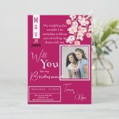 ピンクのフラワーワイン 招待状 (スタンド正面)