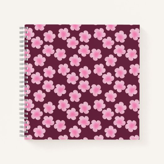 ピンクのフランギパニ花シームレスパターン ノートブック (正面)